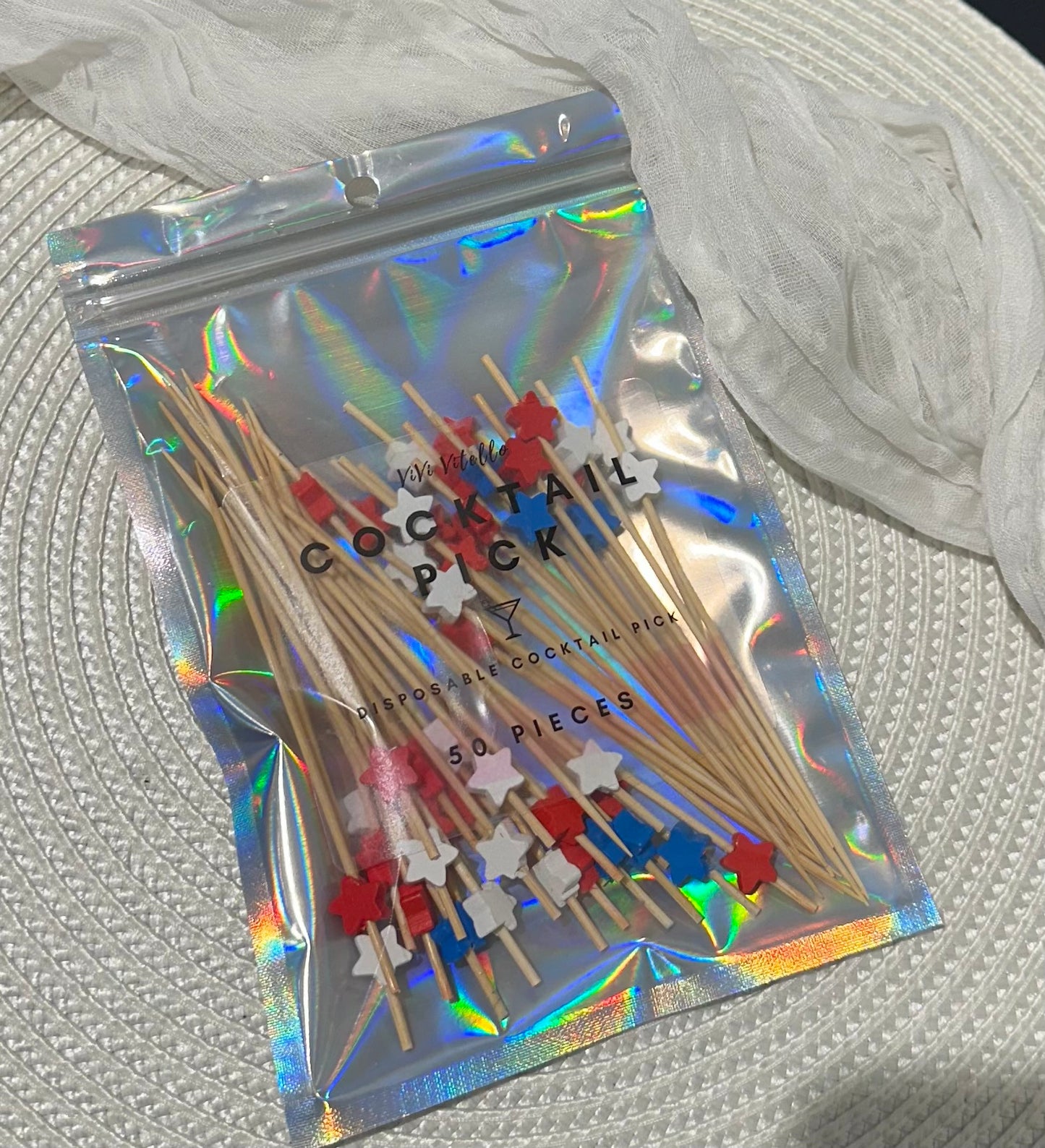 Red, White & Blue Star Cocktail Picks, Set of 50
