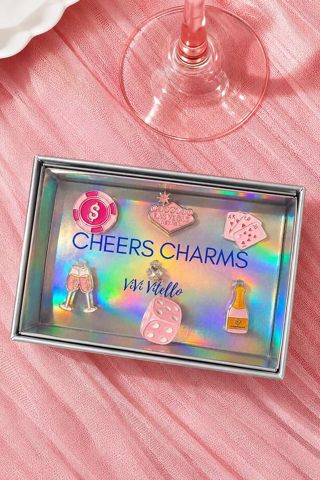 Vegas Baby Cheers Charms, Set of 6