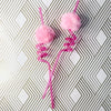 Pink Pom Straws, Set of 3